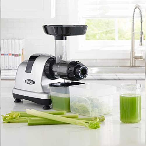 Omega MM900HDS Medical Medium Masticating Juicer, Cold Press Juicer Machine For Celery with Adjustable Dial, 200-Watt, Silver