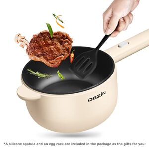 Dezin Electric Hot Pot, 1.8L Non-Stick Sauté Pan, Rapid Noodles Cooker, Mini Pot for Steak, Egg, Fried Rice, Ramen, Oatmeal, Soup with Power Adjustment, College Dorm Room Essential(Egg Rack Included)