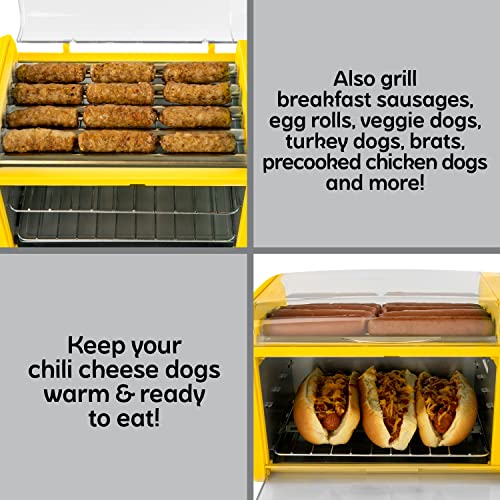 Oscar Mayer Extra Large 8 Hot Dog Roller & 8 Bun Toaster Oven, Stainless Steel Grill Rollers, Non-stick Warming Racks, Perfect for Hot Dogs, Egg Rolls, Veggie Dogs, Sausages, Brats, Adjustable Timer