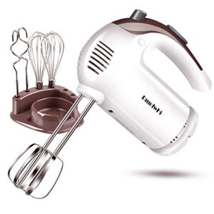 dmofwhi hand mixer electric,5-speed mixer electric handheld with 6 stainless steel accessories and storage case, electric mixer for cake, cream, brownies(white)