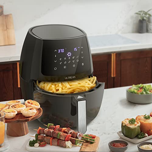 ULTREAN 5.8 Quart Air Fryer, Electric Hot Air Fryers Oilless Cooker with 10 Presets, Digital LCD Touch Screen, Nonstick Basket, 1700W, UL Listed (Black)