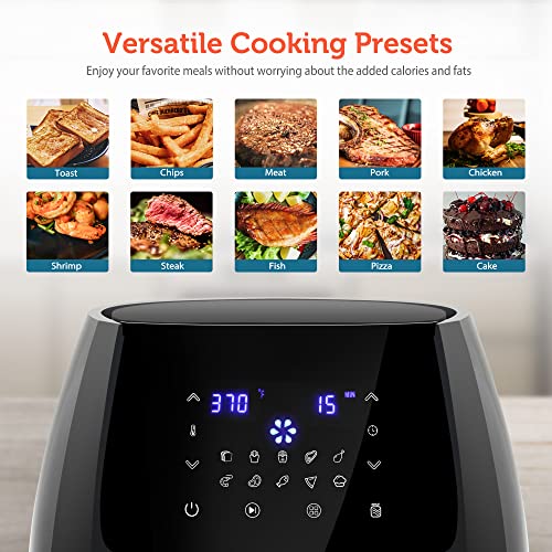 ULTREAN 5.8 Quart Air Fryer, Electric Hot Air Fryers Oilless Cooker with 10 Presets, Digital LCD Touch Screen, Nonstick Basket, 1700W, UL Listed (Black)