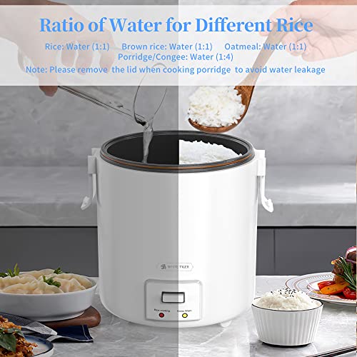 1.0L Mini Rice Cooker, 2 Cups Uncooked WHITE TIGER Portable Travel Steamer Small,15 Minutes Fast Cooking, Removable Non-stick Pot, Keep Warm, Suitable For 1-2 People - For Cooking Soup, Rice, Stews & Oatmeal