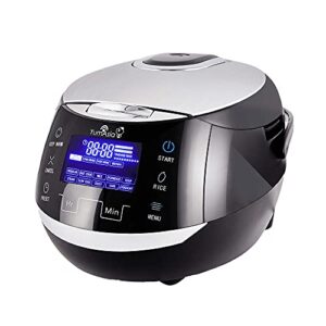 yum asia sakura rice cooker with ceramic bowl and advanced fuzzy logic (8 cup, 1.5 litre) 6 rice cook functions, 6 multicook functions, motouch led display, 120v power (black and silver)