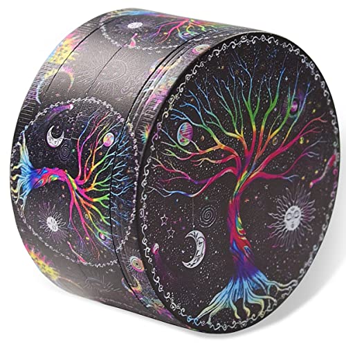 Hasbud Spice Grinder Boho Grinder (3", Black Lucky Tree Pattern)