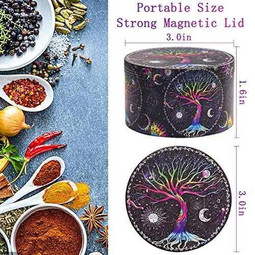 Hasbud Spice Grinder Boho Grinder (3", Black Lucky Tree Pattern)