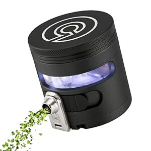 tectonic9 manual herb grinder w/ automatic electric herbal spice dispenser large 2.5″ aluminum alloy