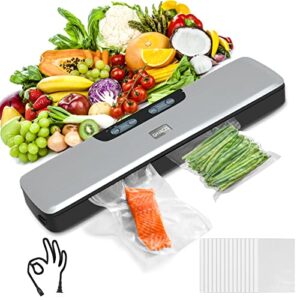 vacuum sealer machine, ghvaczs lightweight food vacuum sealer compact machine for food preservation, automatic food sealer saver vacuum machine easy to use, clean and storage for home kitchen (ghvaczs silver)