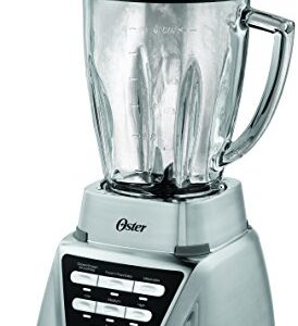 Oster Blender | Pro 1200 with Glass Jar, 24-Ounce Smoothie Cup and Food Processor Attachment, Brushed Nickel - BLSTMB-CBF-000