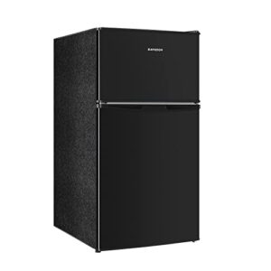 bangson mini fridge with freezer, 3.2 cu.ft, low noise, energy saving, 5 settings temperature adjustable, 2 door mini fridge for bedroom office and dorm, (black)