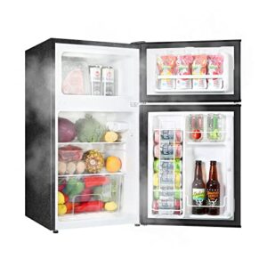 BANGSON Mini Fridge with Freezer, 3.2 Cu.Ft, Low Noise, Energy Saving, 5 Settings Temperature Adjustable, 2 Door Mini Fridge for Bedroom Office and Dorm, (Black)