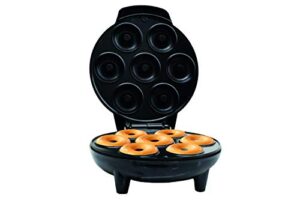 courant mini donut maker machine for holiday, kid-friendly, breakfast or snack, desserts & more with non-stick surface, makes 7 doughnuts, black