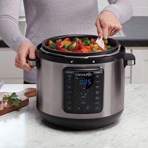 Crock-Pot 8-Quart Multi-Use XL Express Crock Programmable Slow Cooker and Pressure Cooker with Manual Pressure, Boil & Simmer, Black Stainless