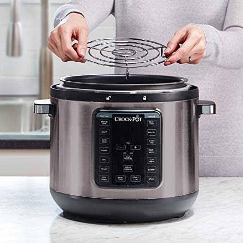 Crock-Pot 8-Quart Multi-Use XL Express Crock Programmable Slow Cooker and Pressure Cooker with Manual Pressure, Boil & Simmer, Black Stainless