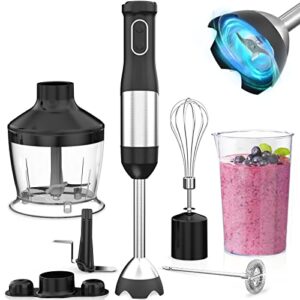 immersion blender,7 in 1 hand blender electric 800w 20-speed with egg whisk,milk frother,500ml chopper,600ml beaker,ice crush blade,for puree infant food, smoothies, sauces, soups