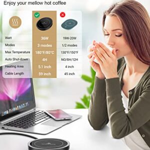 Coffee Mug Warmer, 36W Coffee Cup Warmer with 3 Temperature Settings (105℉-180℉) and 4 Hours Auto Shutt-Off Function for Office Home Desk Use,Electric Beverage Warmer for Keep Coffee Tea Milk Hot