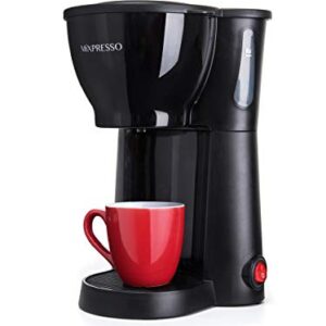 Mixpresso Mini Compact Drip coffee Maker With Brewing Basket, Black Small Coffee Pot, One Cup Brew, Gift For Men And Women (10.5oz)