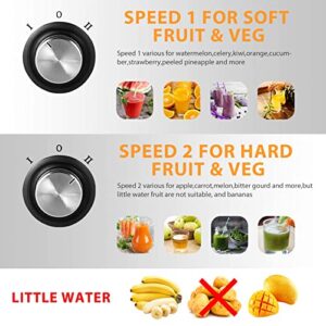 Juicer, Bagotte Centrifugal Juicer, 65mm Wide Feed Chute Juicer Machines for Whole Fruit and Vegetable, High Juice Yield Dual-Speed Juice Extractor with 304 Stainless Steel, BPA-Free, Easy to Clean