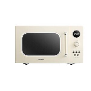 comfee’ cm-m092aat retro microwave with 9 preset programs, fast multi-stage cooking, turntable reset function kitchen timer, mute function, eco mode, led digital display, 0.9 cu.ft, 900w, apricot