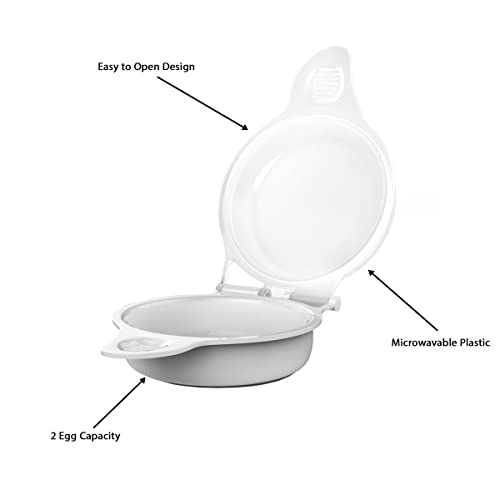 Chef Buddy Microwave Egg Maker, a Healthy Breakfast Cooking Utensil by Chef Buddy- Kitchen Essentials, Easy to Make- Holds Up to Two Eggs and Cooks in 45 Seconds , White