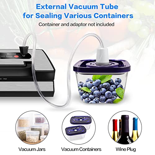 SEATAO VH5188 Automatic Vacuum Sealer Machine, 90kPa Multifunction Commercial Vacuum Food Sealer For Food Preservation, Dry & Moist & Food & Extended Modes, Starter Kit with Built-in Roll Storage & Cutter, Handle Locked Design, LED lights, Double Seal