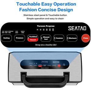 SEATAO VH5188 Automatic Vacuum Sealer Machine, 90kPa Multifunction Commercial Vacuum Food Sealer For Food Preservation, Dry & Moist & Food & Extended Modes, Starter Kit with Built-in Roll Storage & Cutter, Handle Locked Design, LED lights, Double Seal