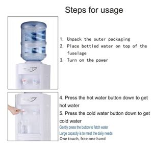 Water Cooler Dispenser for 5 Gallon Bottles, Top Loading Hot & Cold Water Freestanding Electric Water Cooler Machine with Child Safety Lock Perfect for Home Office w/Storage Cabinet, White