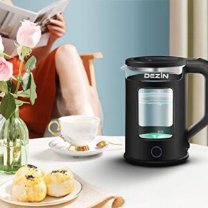 Dezin Electric Kettle with Keep Warm Function, BPA Free Window-Glass Double Wall Design Electric Tea Kettle, Bicolor LED, 1.5L Hot Water Kettle with Auto Shut-Off and Boil Dry Protection Tech
