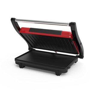 Chef Buddy Gourmet (Red) Panini Press – Sandwich Maker with Nonstick Plates – Indoor Countertop Cooking Burgers, Steak, Grilled Cheese, 9.5" x 10.5" x 3