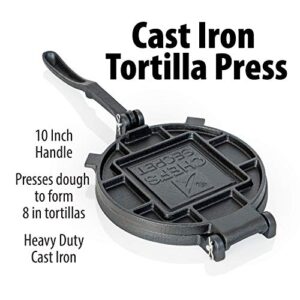 Chef's Secret 8 Inch Tortilla Cast Iron Press, Quickly Easily Makes Delicious Tortillas for Any Recipe