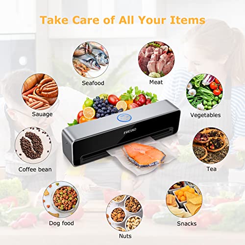 FRESKO Food Vacuum Sealer Machine, Compact but Powerful Full Automatic Food Sealer, Air Sealing System with Easy to Use, Dry & Moist Fresh Modes for All Food Saving Need, Sous Vide, Meal Prep