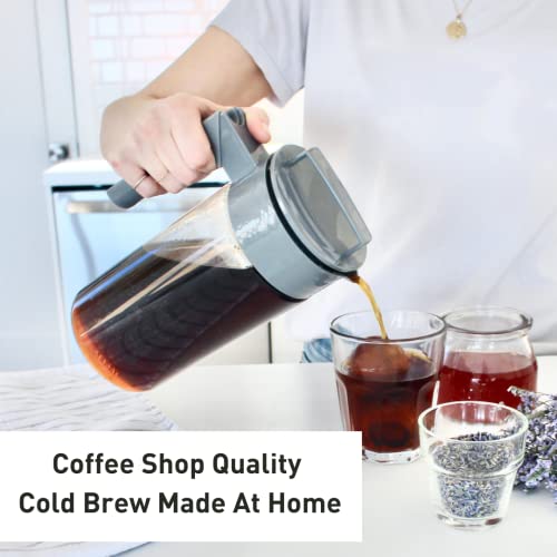 Takeya Patented Deluxe Cold Brew Coffee Maker, 1 qt, Stone