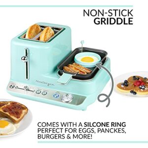 Nostalgia Classic Retro 3-in-1 Breakfast Station, 2-Wide Slot Toaster With Adjustable Toasting Control, Non-Stick Griddle, 6 Capacity Egg Cooker With Lid