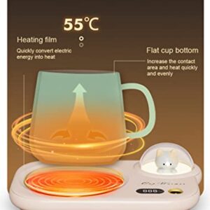 UUPOI Smart Coffee Mug Warmer, Coffee Cup Heater with Cute Cat Night Light, Auto Shut Off, 3 Temperature Setting LED Display, Electric Beverage Warmer Plate for Coffee Tea Milk Cocoa and etc., White