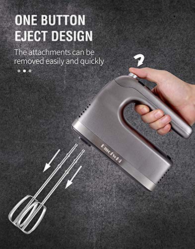 DmofwHi Hand Mixer Electric with Timer and Digital Screen,9-Speed Mixer Electric Handheld with 6 Stainless Steel Accessories,400W Powerful Electric Hand Mixer with Storage Case(Silver)