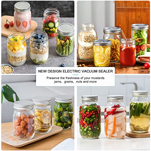 Electric Mason Jar Vacuum Sealer Kit, Vacuum Pump for Wide Mouth and Regular Mouth Mason Jars, Food Vacuum Sealer for Food Storage and Fermentation