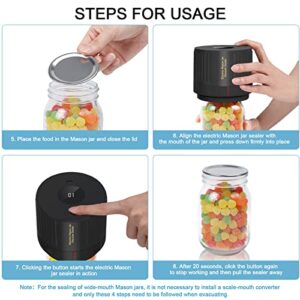 Electric Mason Jar Vacuum Sealer Kit, Vacuum Pump for Wide Mouth and Regular Mouth Mason Jars, Food Vacuum Sealer for Food Storage and Fermentation