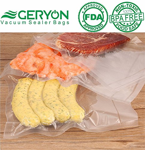 GERYON Vacuum Sealer Bags, Pre-Cut Food Sealer Bags Quart Size 8"x12" for Food Storage & Sous Vide Cooking, 50 Count