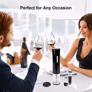 SENZER Electric Wine Opener Set Automatic Wine Bottle Opener LED Light Reusable Corkscrew Gift Set with Foil Cutter, Vacuum Stoppers, 4-in-1 Aerator and Pourer Set for Kitchen Bar Restaurant Black