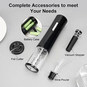 SENZER Electric Wine Opener Set Automatic Wine Bottle Opener LED Light Reusable Corkscrew Gift Set with Foil Cutter, Vacuum Stoppers, 4-in-1 Aerator and Pourer Set for Kitchen Bar Restaurant Black