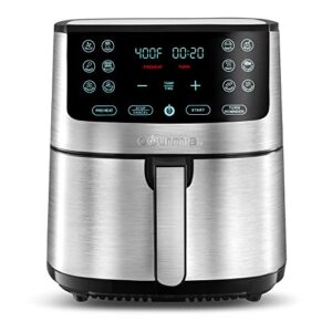 gourmia air fryer oven digital display 8 quart large airfryer cooker 12 touch cooking presets, xl air fryer basket 1700w power multifunction gaf838 black and stainless steel air fryer