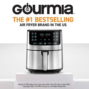 Gourmia Air Fryer Oven Digital Display 8 Quart Large AirFryer Cooker 12 Touch Cooking Presets, XL Air Fryer Basket 1700w Power Multifunction GAF838 Black and stainless steel air fryer