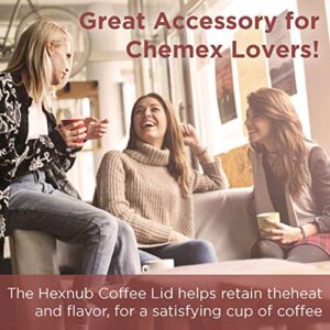 HEXNUB - Bamboo Lid Compatible with Chemex Coffee Makers, Fits All Chemex Cup Sizes, Keeps Coffee Hot or Cold, Fits Collar and Handle Carafes, Bodum 4, 8 and 12 Cup Pour Over Coffee Brewers