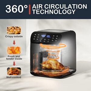 Air Fryers Oven, GANIZA 6 Quart Oilless Air Fryer with Visible Cooking Window, One-Touch Screen with 13 Functions, Nonstick and Dishwasher-Safe Basket, Customized Temp/Time, Black