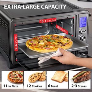 TOSHIBA AC25CEW-BS Large 6-Slice Convection Toaster Oven Countertop, 10-In-One with Toast, Pizza and Rotisserie, 1500W, Black Stainless Steel, Includes 6 Accessories