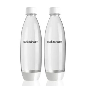 sodastream 1l carbonating bottles – fit to source/genesis deluxe makers (twin pack) (white)