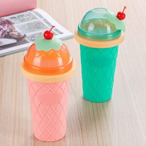 2022 Latest Slushie Maker Cup, Milkshake Maker Slushy Machine with Cherry, Magic Quick Frozen Smoothies Cup, Ice Cream Maker for Kids and Home, DIY Slushy Cup