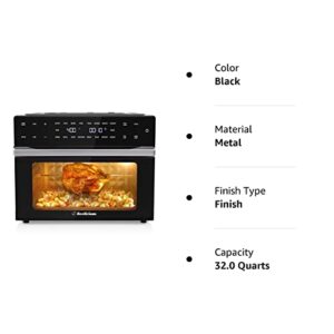 Beelicious 32QT Extra Large Air Fryer, 19-In-1 Air Fryer Toaster Oven Combo with Rotisserie and Dehydrator, Digital Convection Oven Countertop Airfryer Fit 13" Pizza, 6 Accessories, 1800w, Black