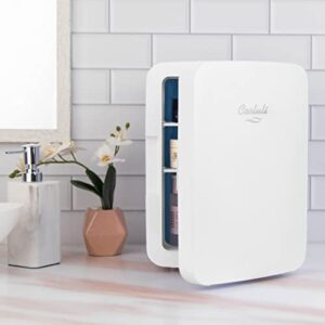 Cooluli 10L Mini Fridge for Bedroom - Car, Office Desk & College Dorm Room - 12v Portable Cooler & Warmer for Food, Drinks, Skincare, Beauty & Makeup - AC/DC Small Refrigerator with Glass Front, White