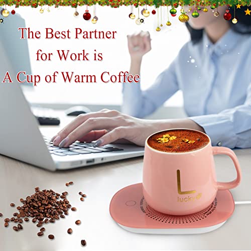 Coffee Mug Warmer with Mug, Coffee Cup Mug Warmer for Desk with Auto Shut Off, Mug Warmer Set for Desk Home Office--Birthday Coffee Gifts